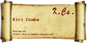 Kiri Csaba névjegykártya